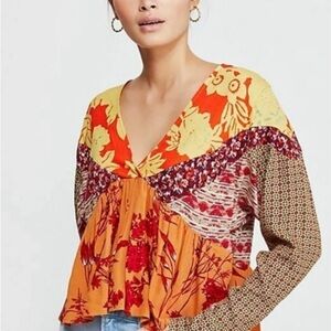 Free People Multicolor Floral Blouse